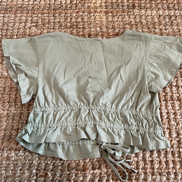 Princess Polly Jamison Reid Crop Top Khaki Green Tie top new - Picture 4 of 6